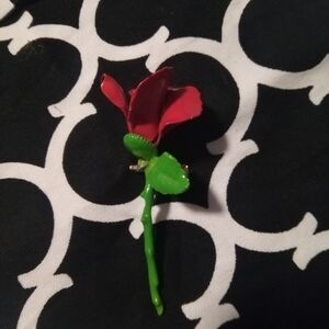 Vintage Scarlet and Emerald Floral Brooch